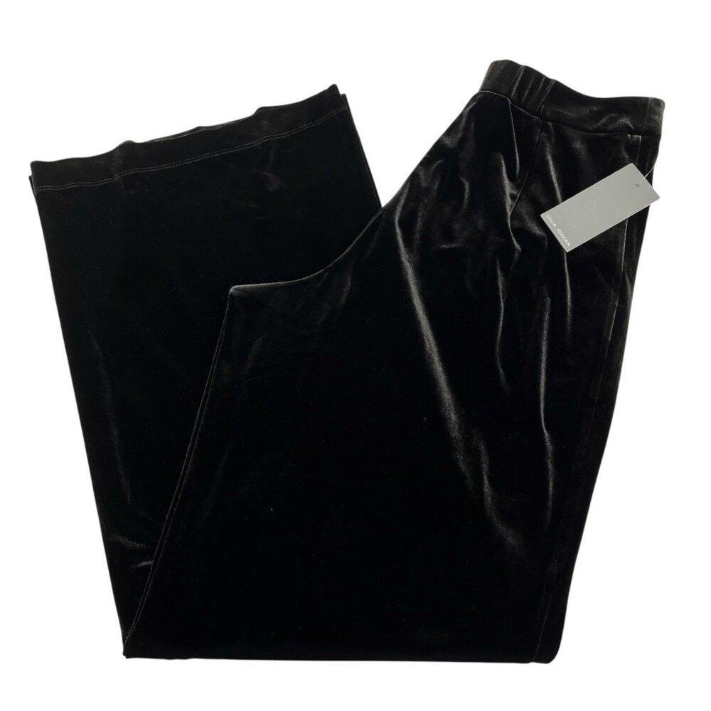Julia Jordon Pants‎ Black Velvet Pull On Wide Leg Elastic Waist Size 6 Cocktail